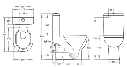 Bela Skew Toilet Suite 665*375*830mm