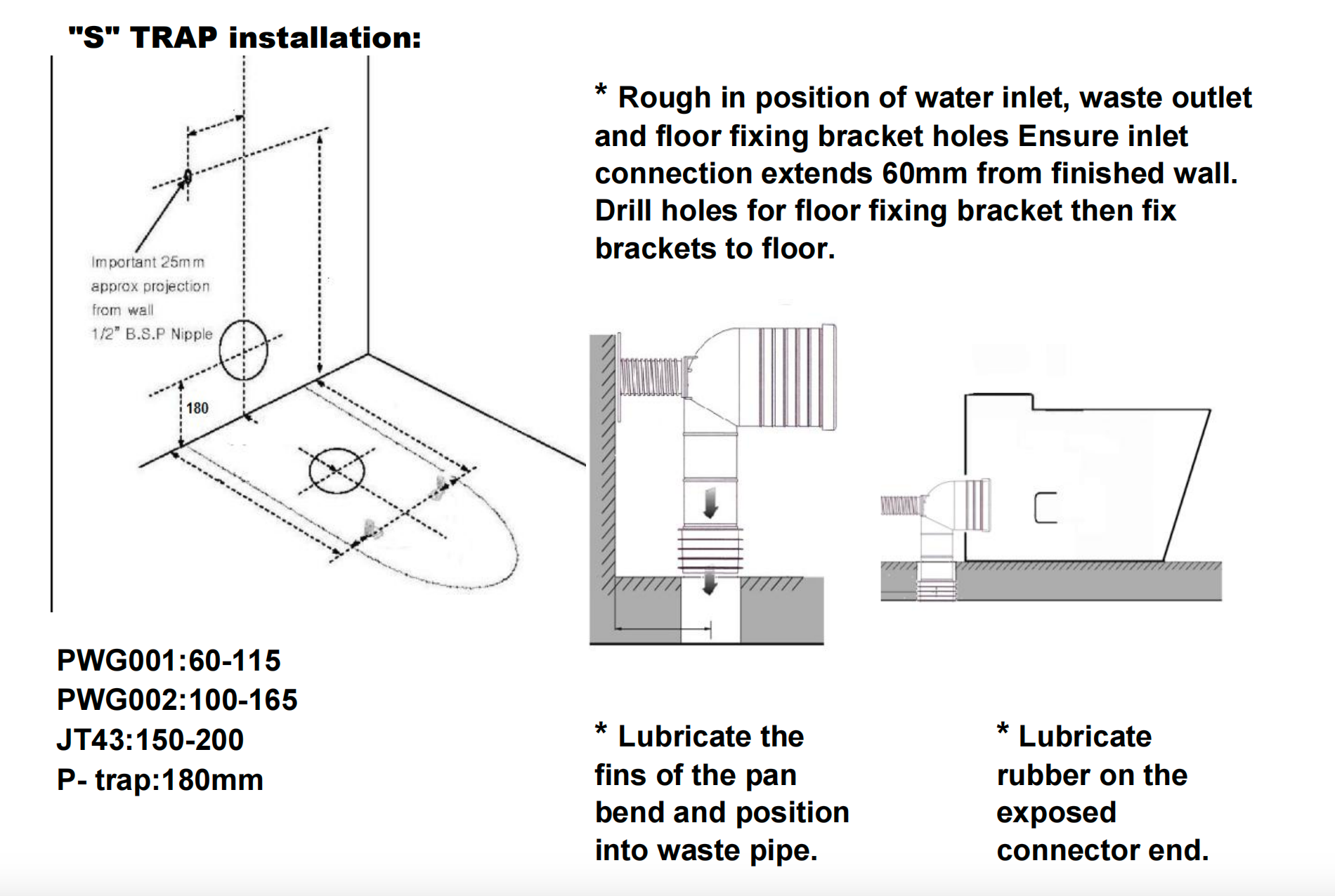 635*380*830mm Back to Wall Rola BTW Toilet Suite KDK023 Trap Included