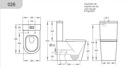 Veda Back To Wall Rimless Toilet Suite 630*380*835mm - Gloss White