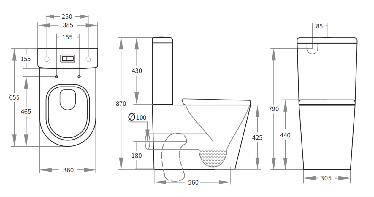 Vivid Tornado BTW Toilet Suite Trap Included 655*385*870mm