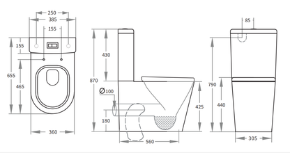 Vivid Tornado BTW Toilet Suite Trap Included 655*385*870mm