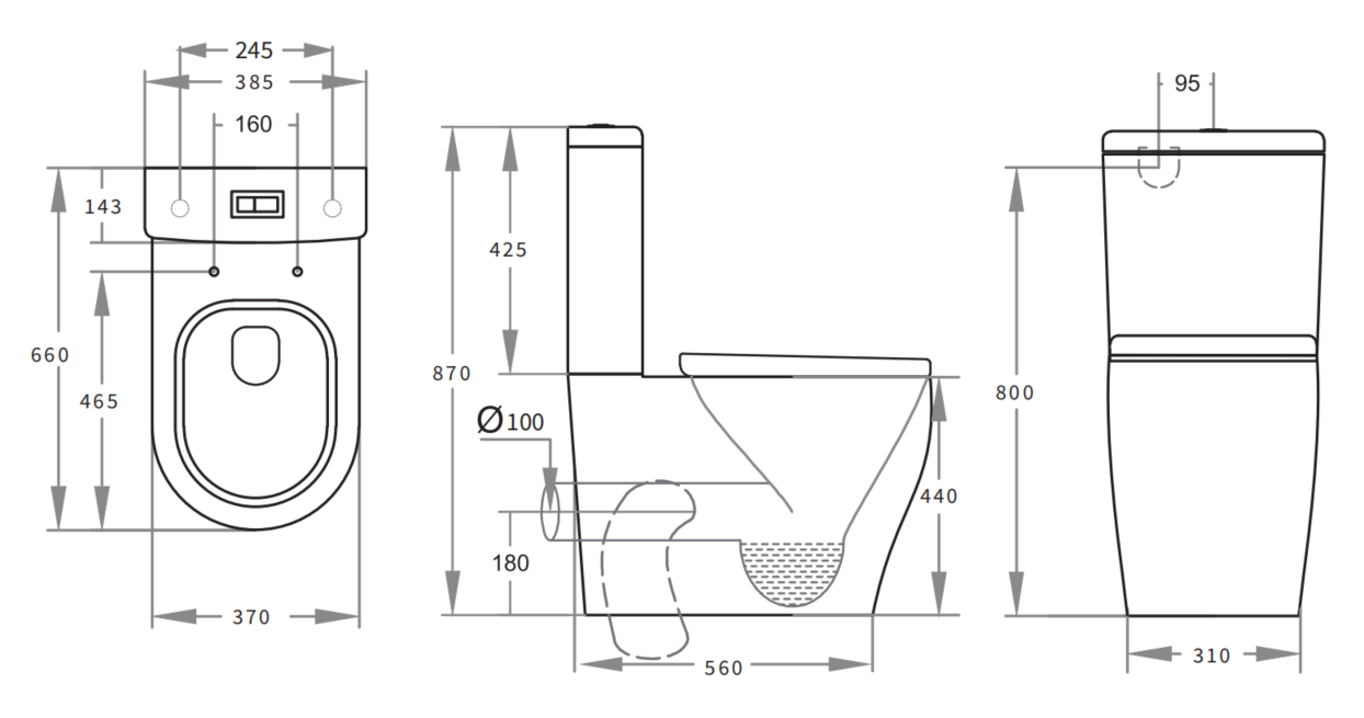 Zeus Tornado Flush Rimless Toilet Suite 660*385*870mm