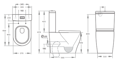 Zeus Tornado Flush Rimless Toilet Suite 660*385*870mm