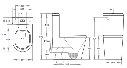 Alpha Tornado Flush Rimless Toilet Suite 655*385*870mm
