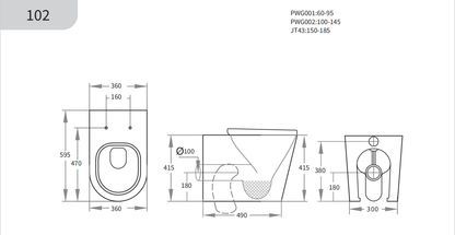Avery Wall-Faced Toilet with Box Rim Design 595*360*410mm