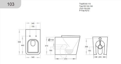 595*345*410mm Qubist Box Rim Wall Faced Pan LUX103 Trap Included