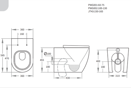 Elvera Wall-Mounted Toilet 585*360*455mm