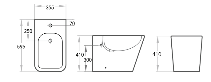Nuvio Back-to-Wall Ceramic Bidet 595*355*410mm