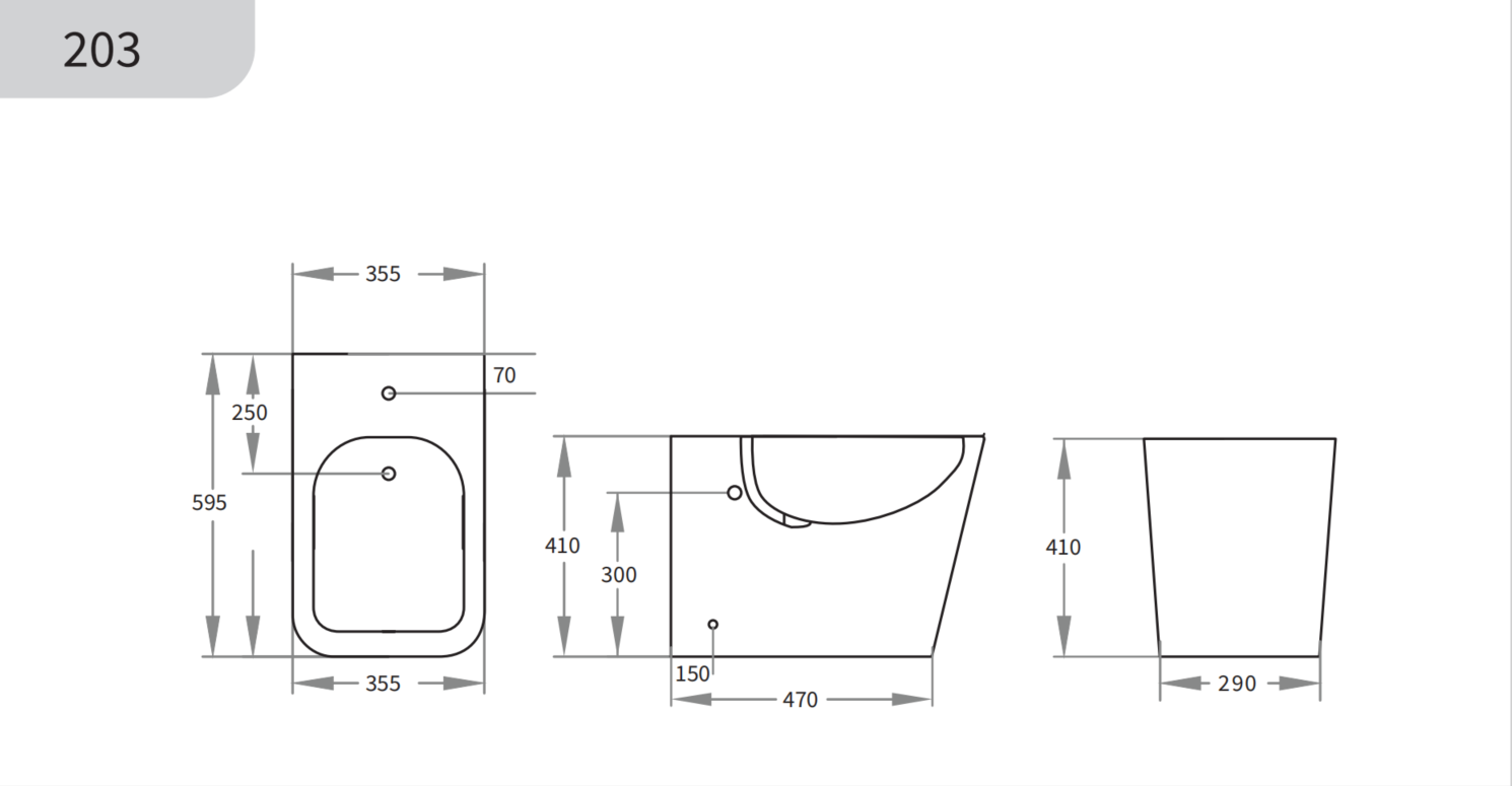 Nuvia Back-To-Wall Ceramic Bidet 595*355*410mm
