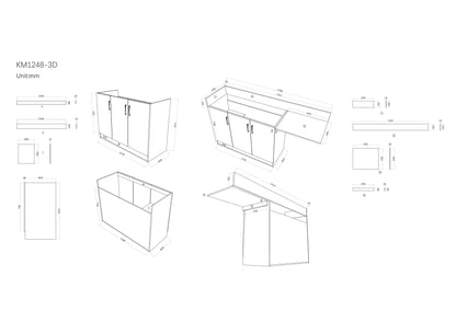 PVC Kitchenette Cabinet (KM1248-Cab) with Stainless Steel Sink (DH446D) 1180*485*900mm