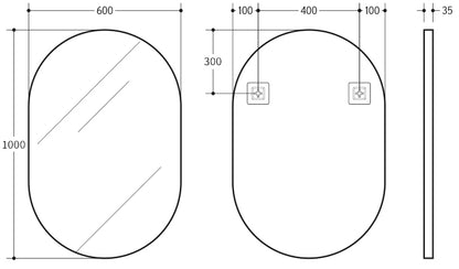 Iron Framed LED Bathroom Mirror – Electroplated Finish, 450/600mm
