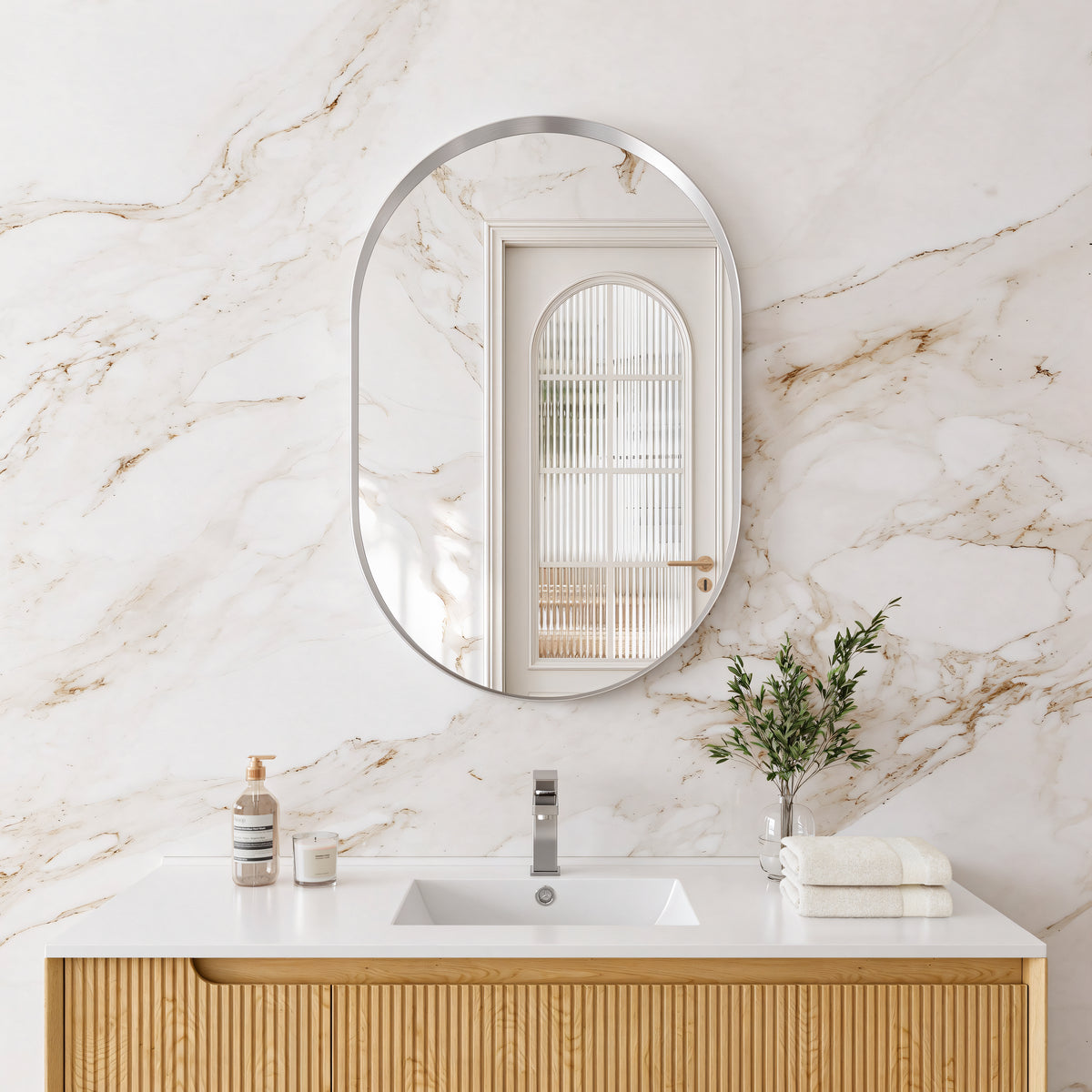 Olivia Oval Aluminum Framed Mirror 600*1000mm