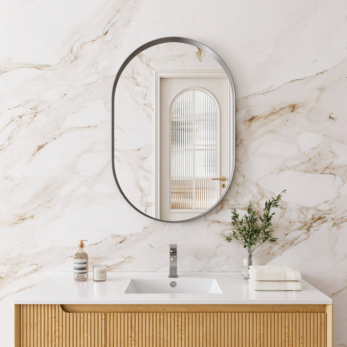 Olivia Oval Aluminum Framed Mirror 600*1000mm