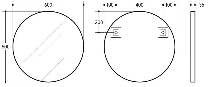 Round Framed Bathroom Mirror – 600-800mm Wall Mounted
