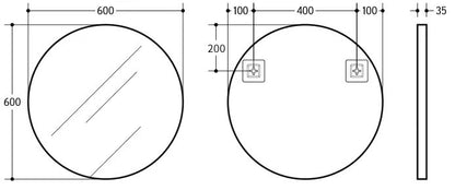 Vetra Aluminum Framed Mirror 5mm Copper Free with Safety Film 600/700/800mm