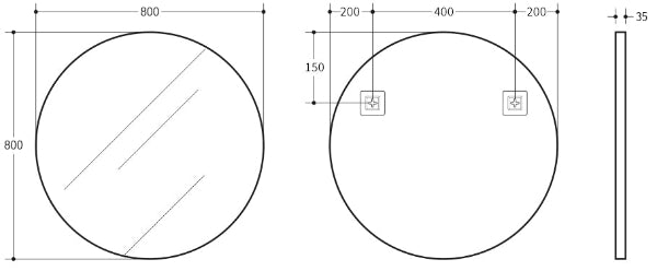 Round Framed Bathroom Mirror – 600-800mm Wall Mounted