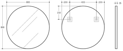 Vetra Aluminum Framed Mirror 5mm Copper Free with Safety Film 600/700/800mm