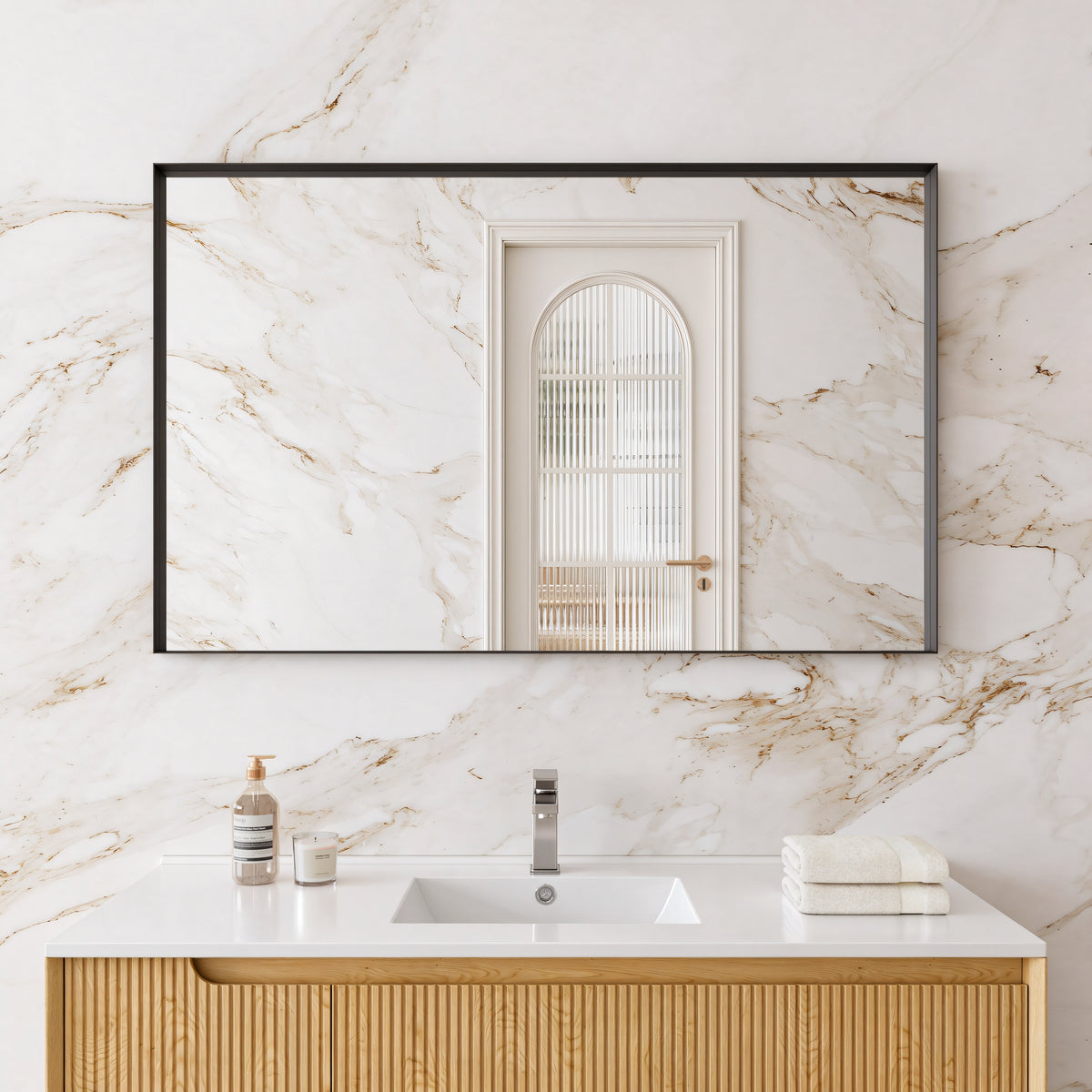 Rectangular Matte Black Framed Mirror 450-1200mm
