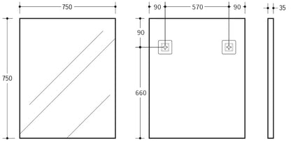 Vetra Aluminum Framed Mirror 5mm Copper Free with Safety Film 450-1200mm