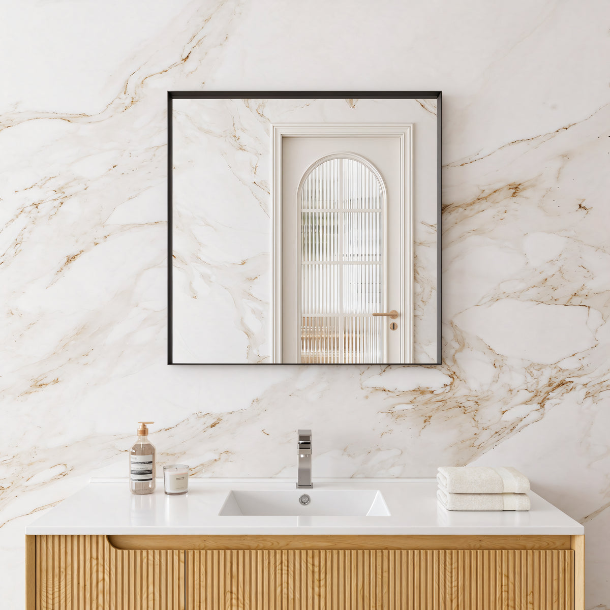 Rectangular Matte Black Framed Mirror 450-1200mm