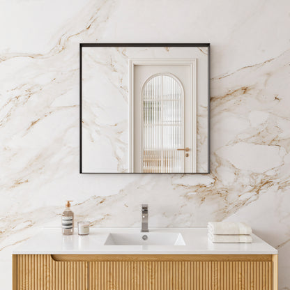 Rectangular Matte Black Framed Mirror 450-1200mm
