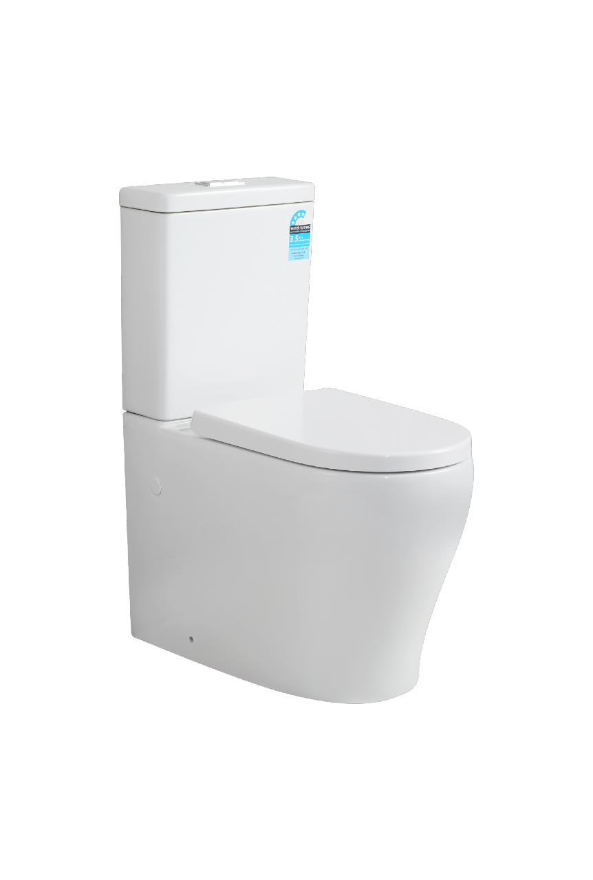 660*385*870mm Back to Wall Zeus Rimless Tornado Toilet Suite LUX028/LUX028 + SMBD01 Trap Included