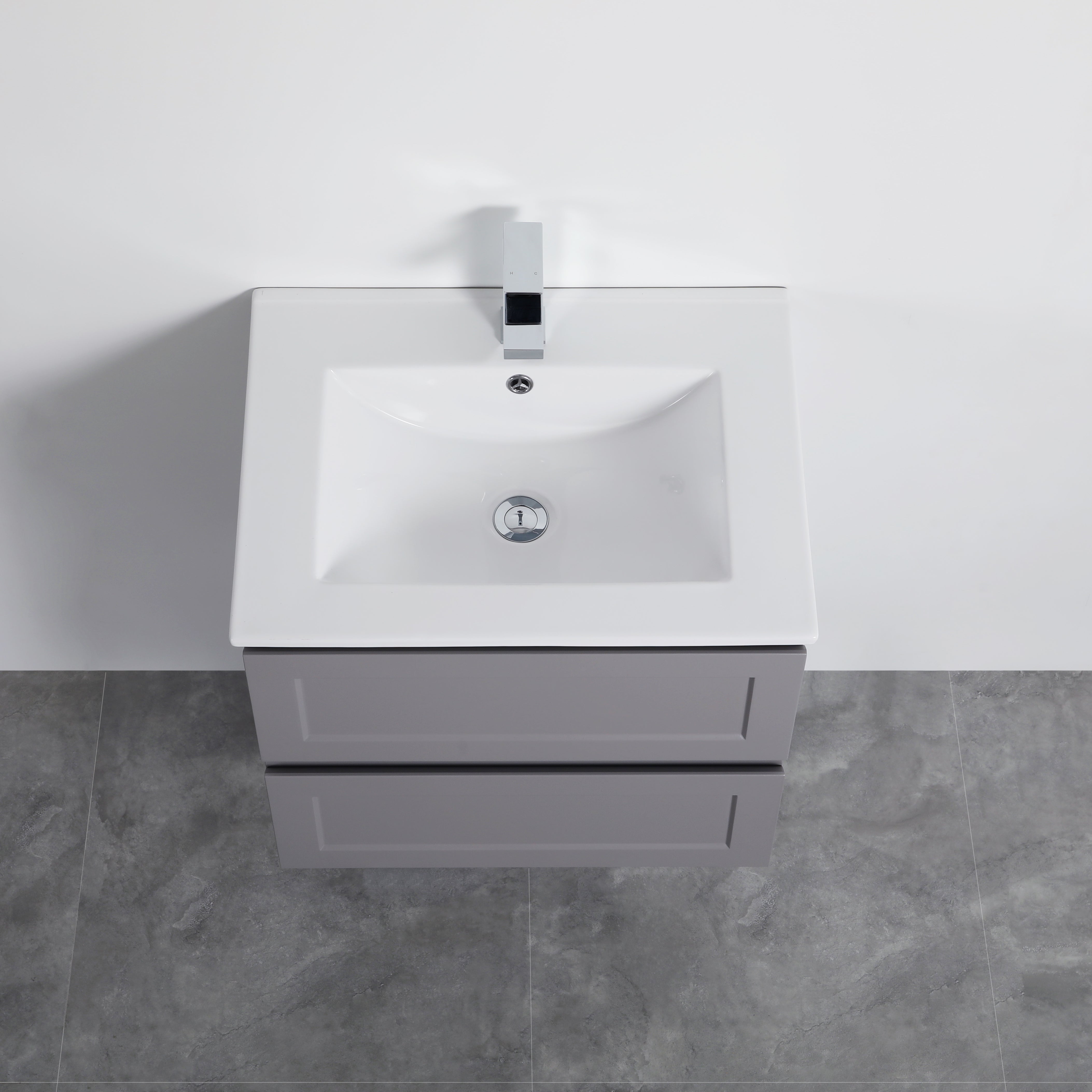 600mm Fremantle Wall Hung Vanity Double Drawers Matt Grey FMG600WH