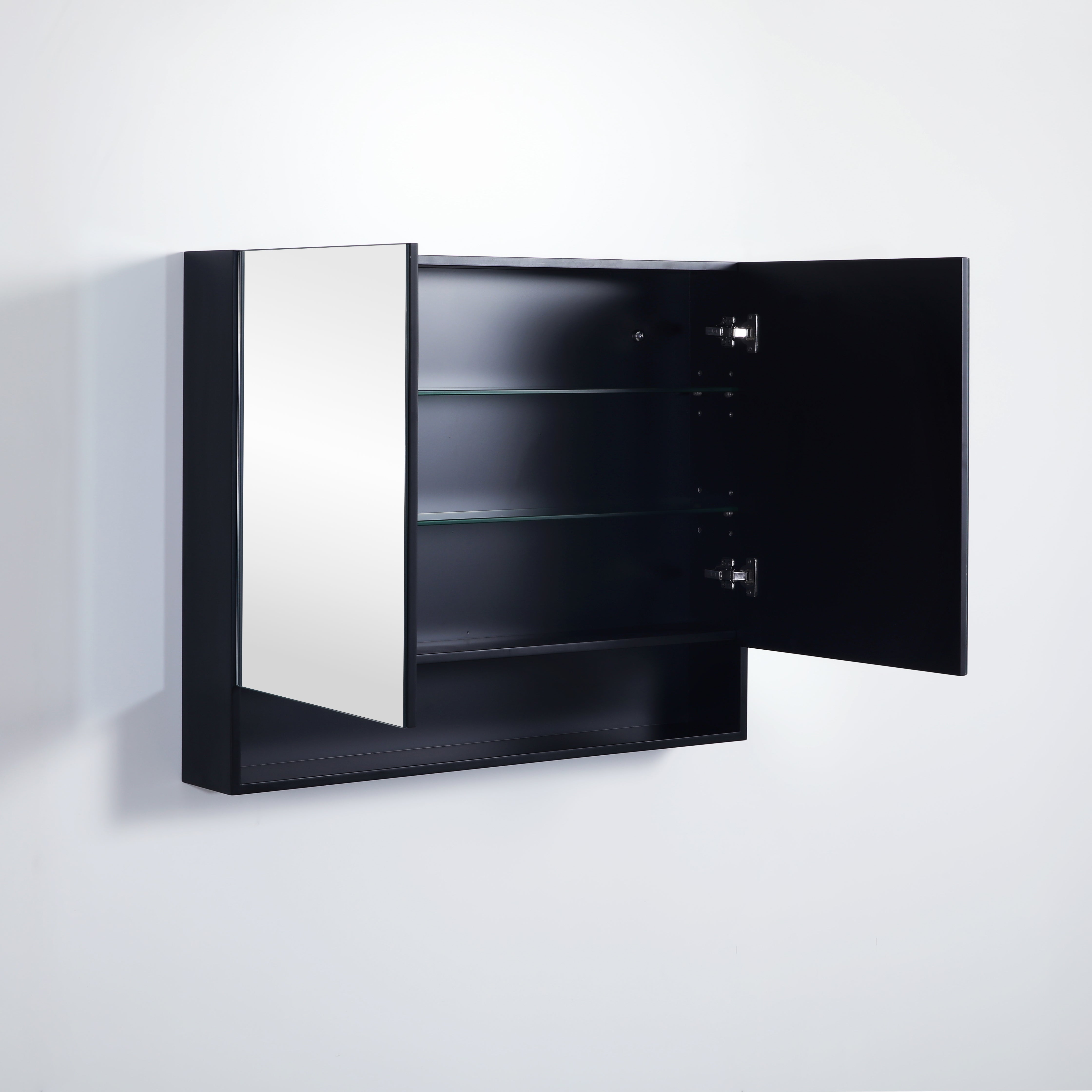 Shaving Cabinet  Matte Black Finish 600–1480mm
