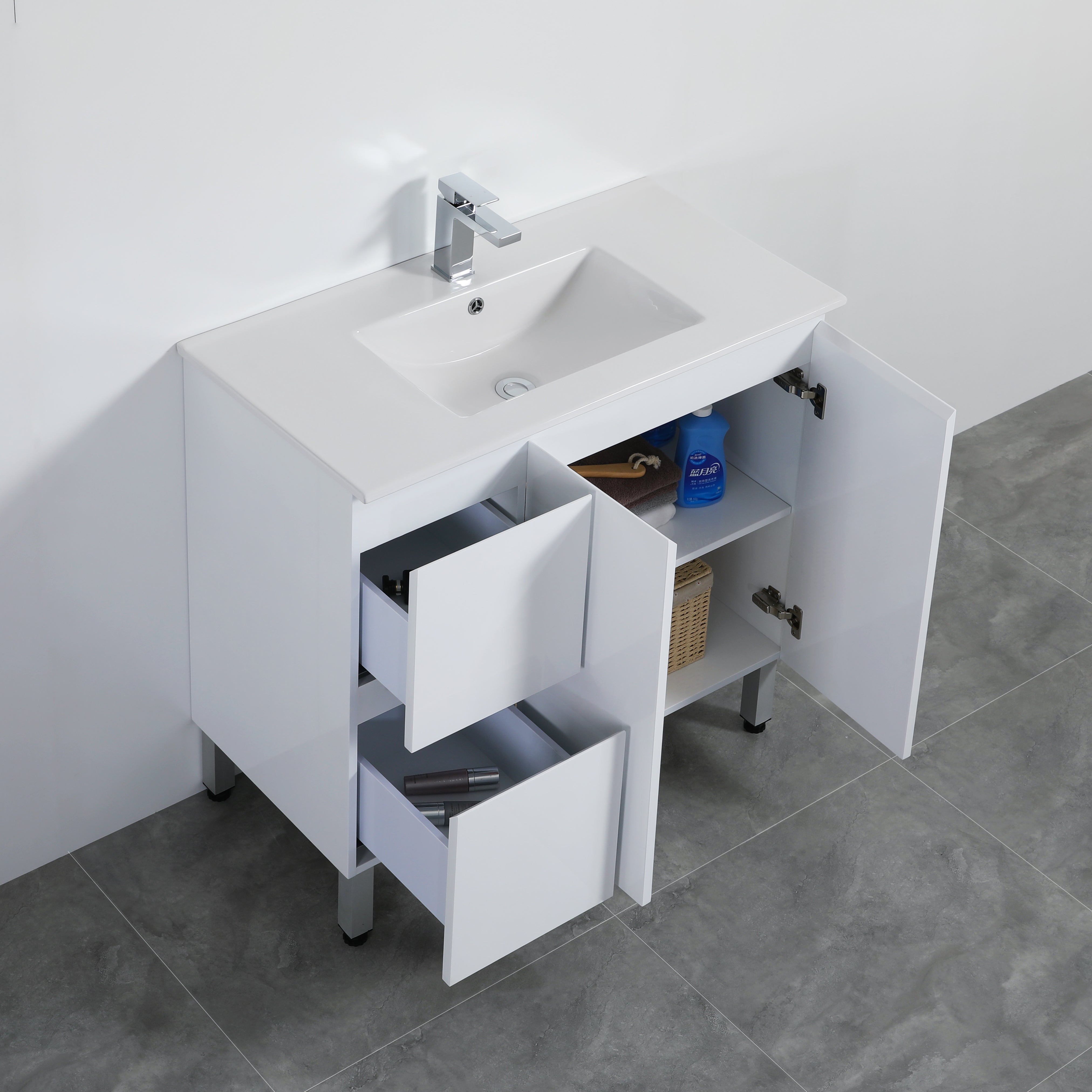 Bathroom  Vanity White PVC Polyurethane 900*460*880mm