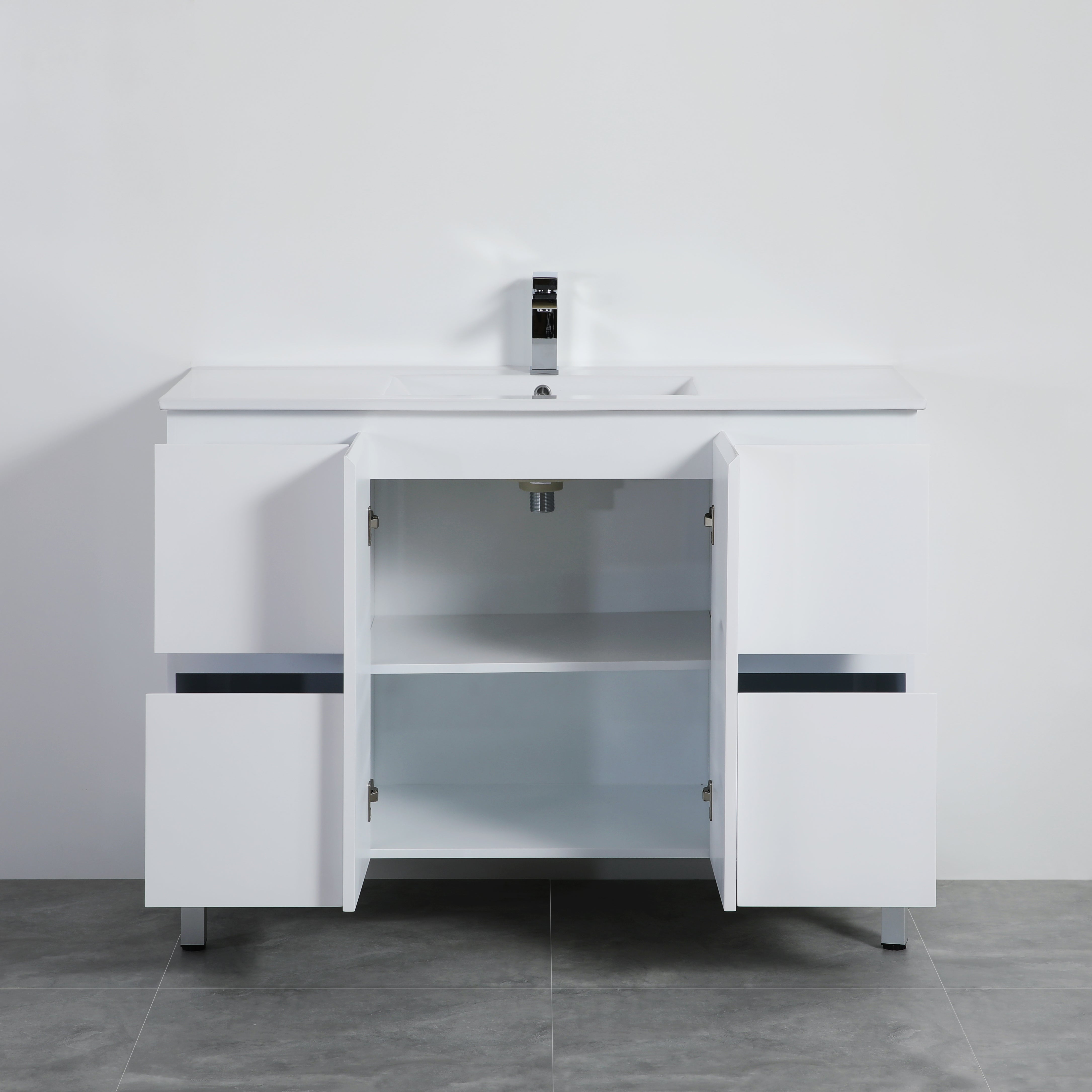 Bathroom Vanity White PVC Polyurethane Cabinet ONLY 1200/1500mm