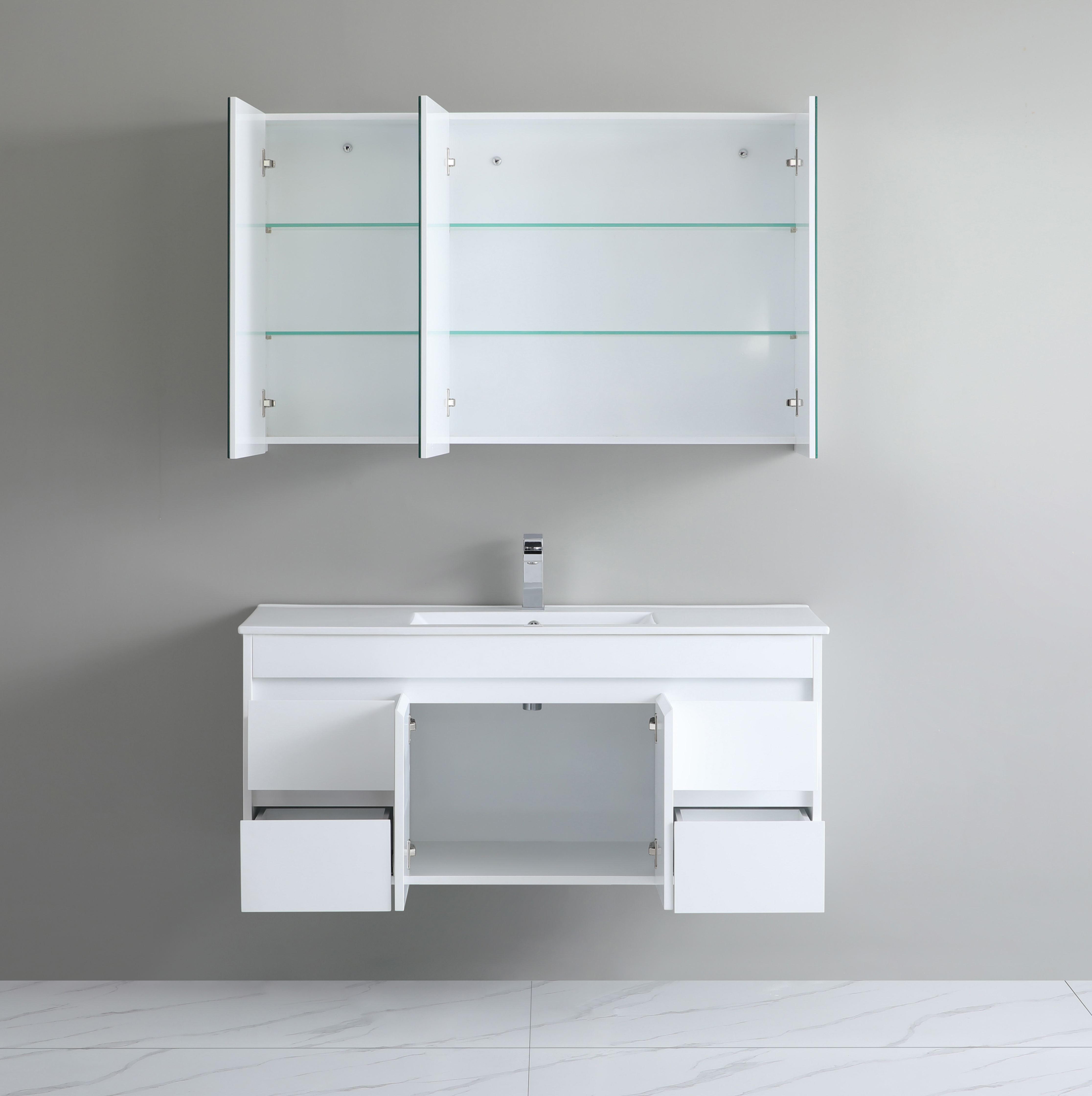 1200*460*550mm White Polyurethane PVC Standard Vanity Polar P124WH