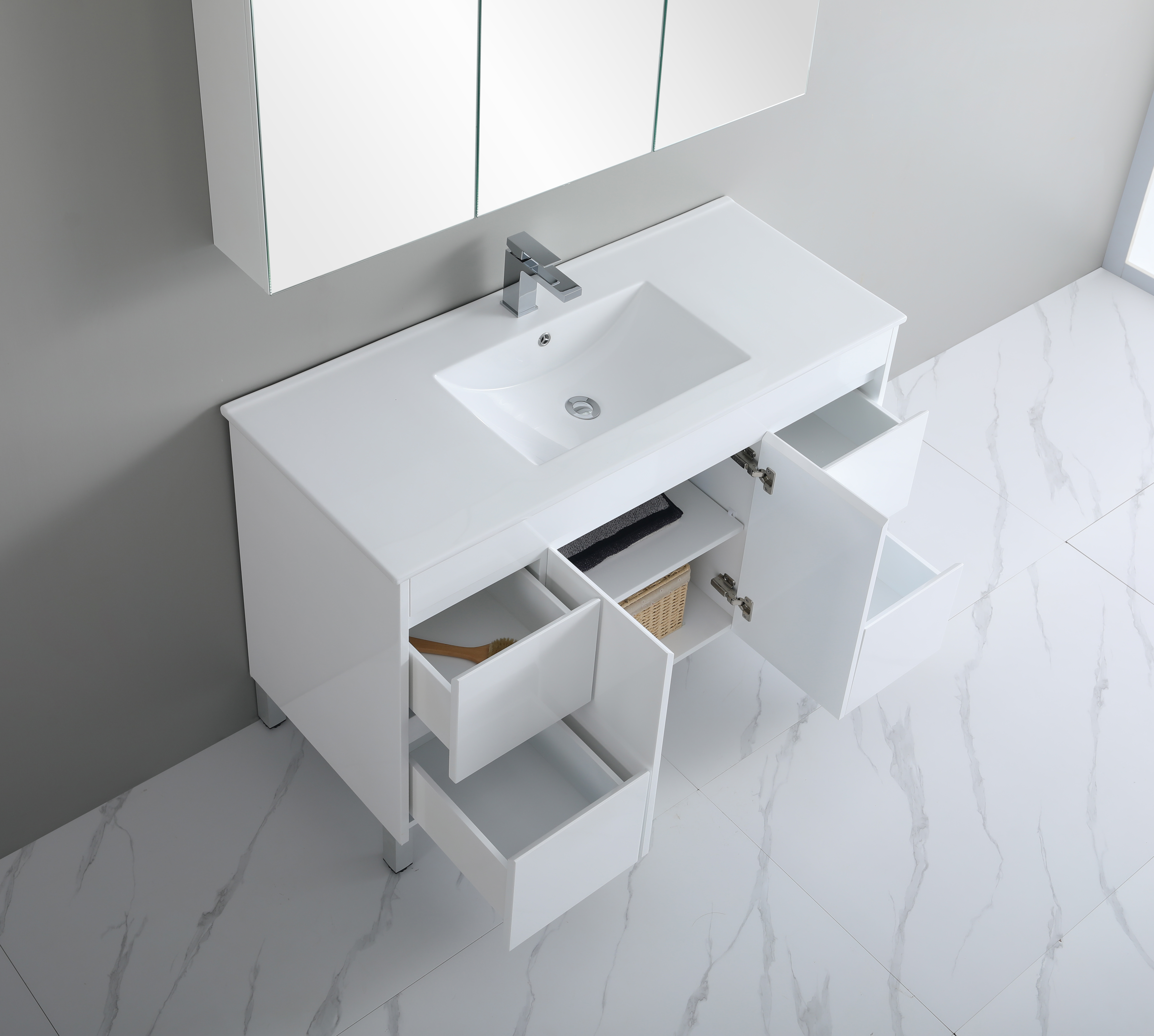 1200*460*880mm White Polyurethane PVC Standard Vanity Polar P124LG