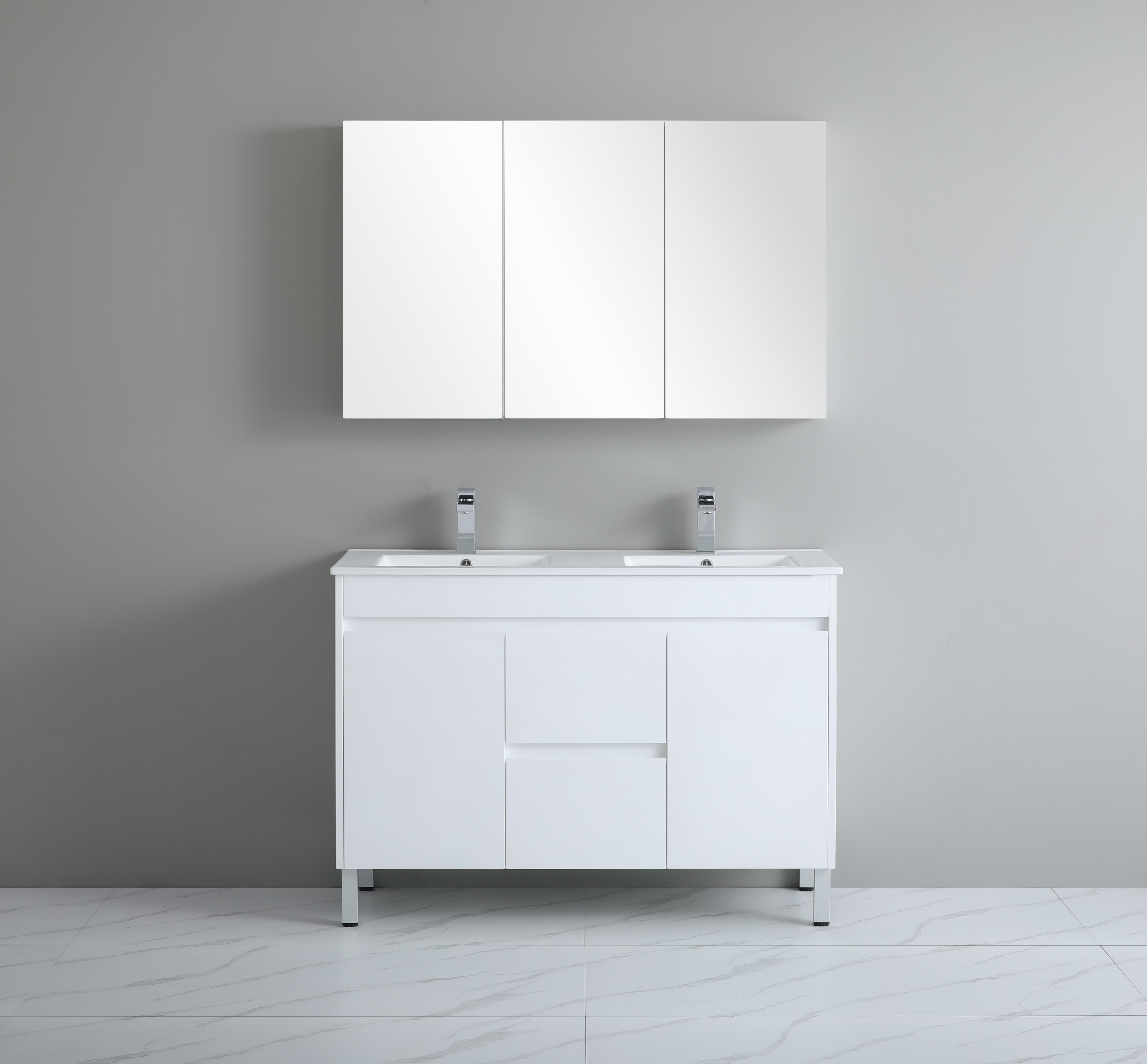 1200*460*880mm White Polyurethane PVC Standard Vanity Polar P124DLG