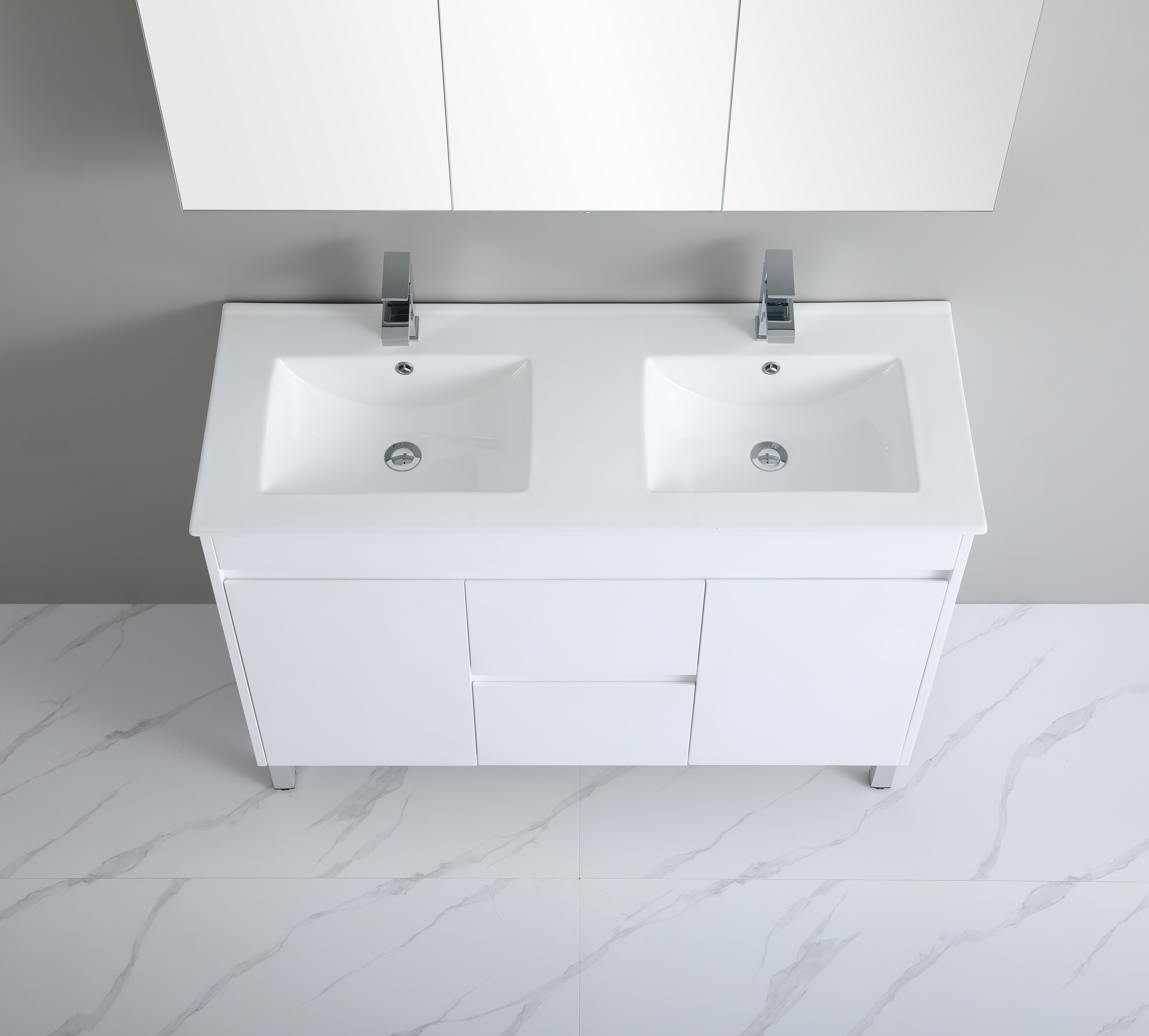 1200*460*880mm White Polyurethane PVC Standard Vanity Polar P124DLG