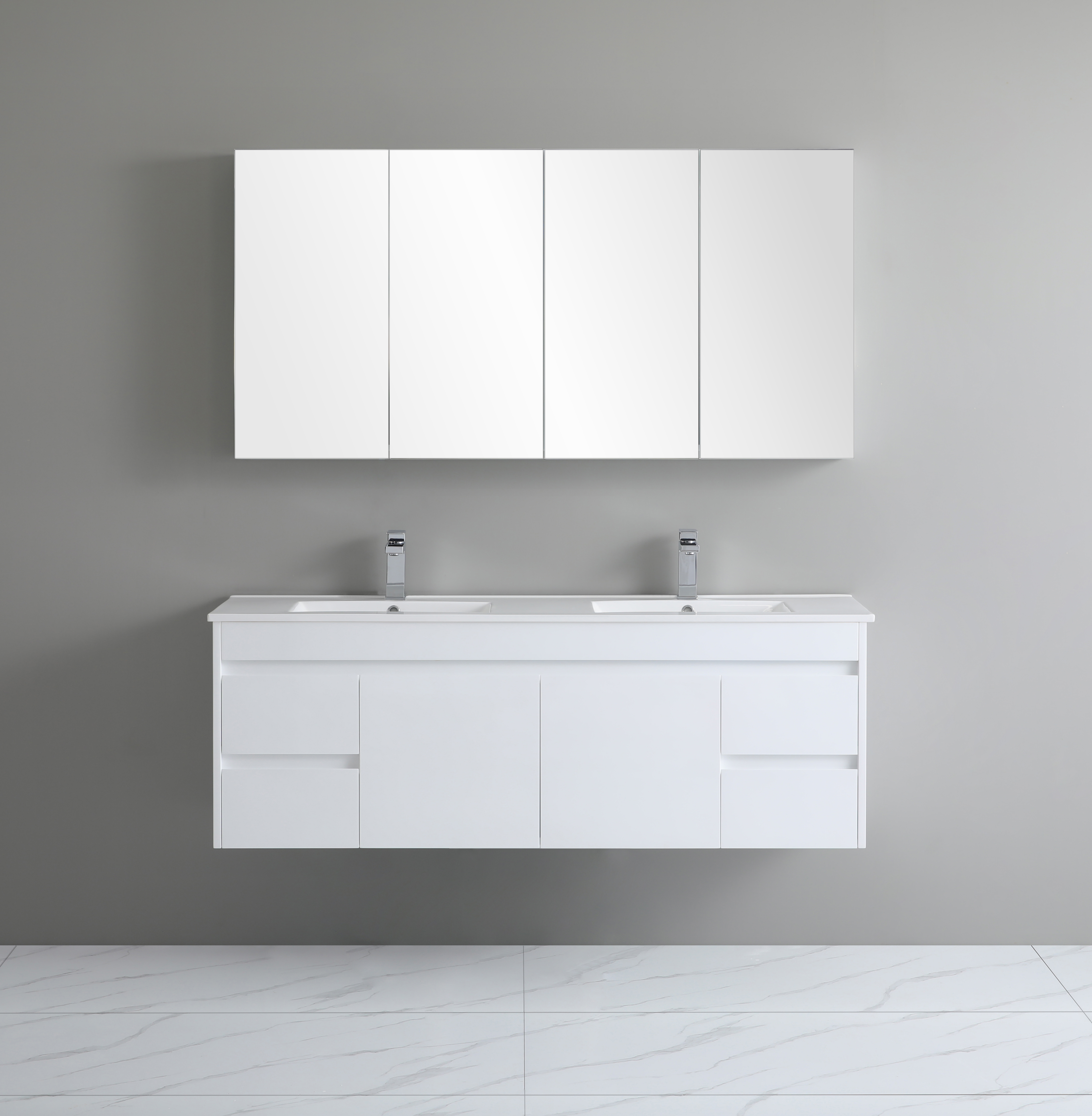 1500*460*550mm White Polyurethane PVC Standard Vanity Polar P154WH