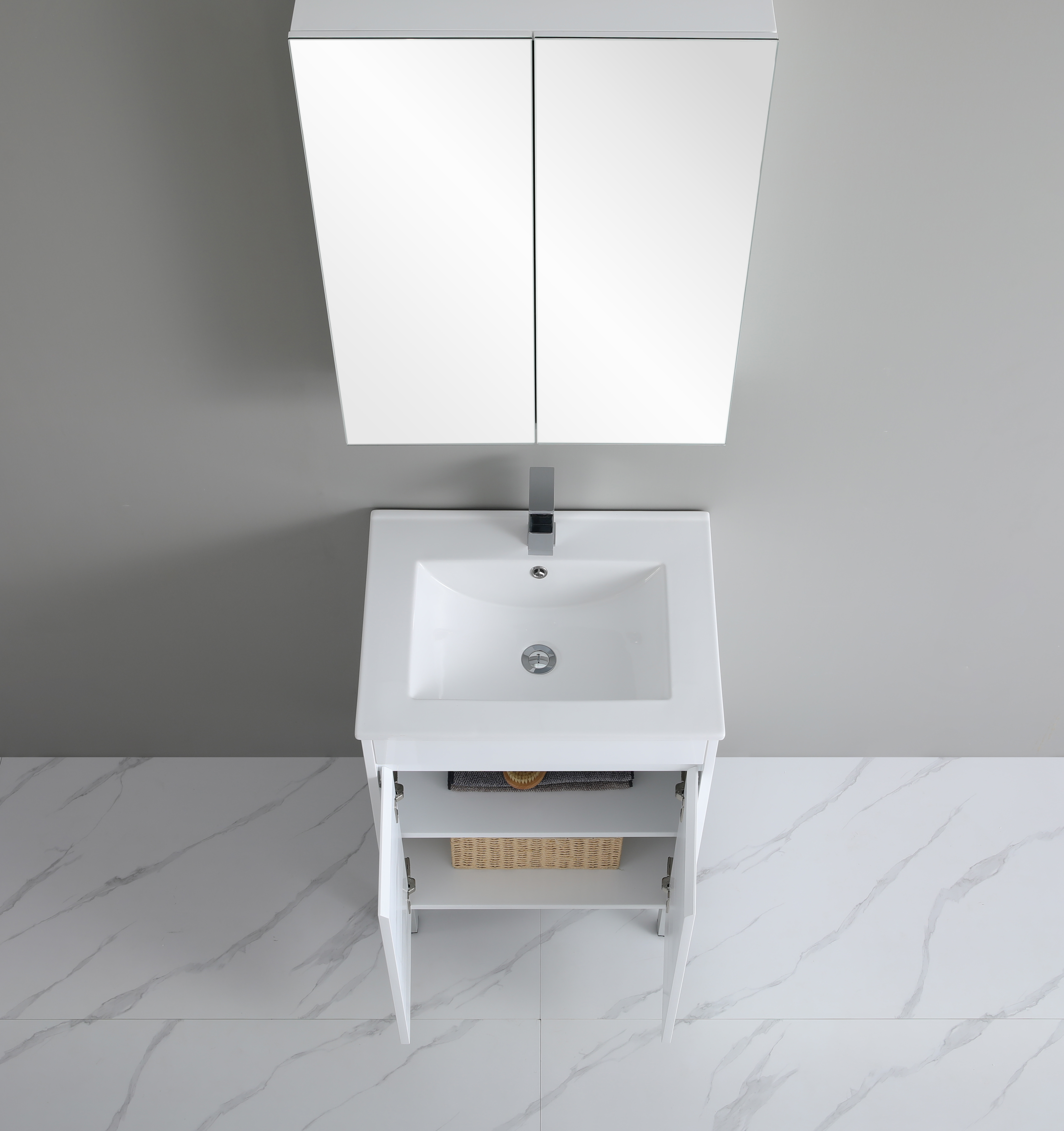 600*460*880mm White Polyurethane PVC Standard Vanity Polar P64LG