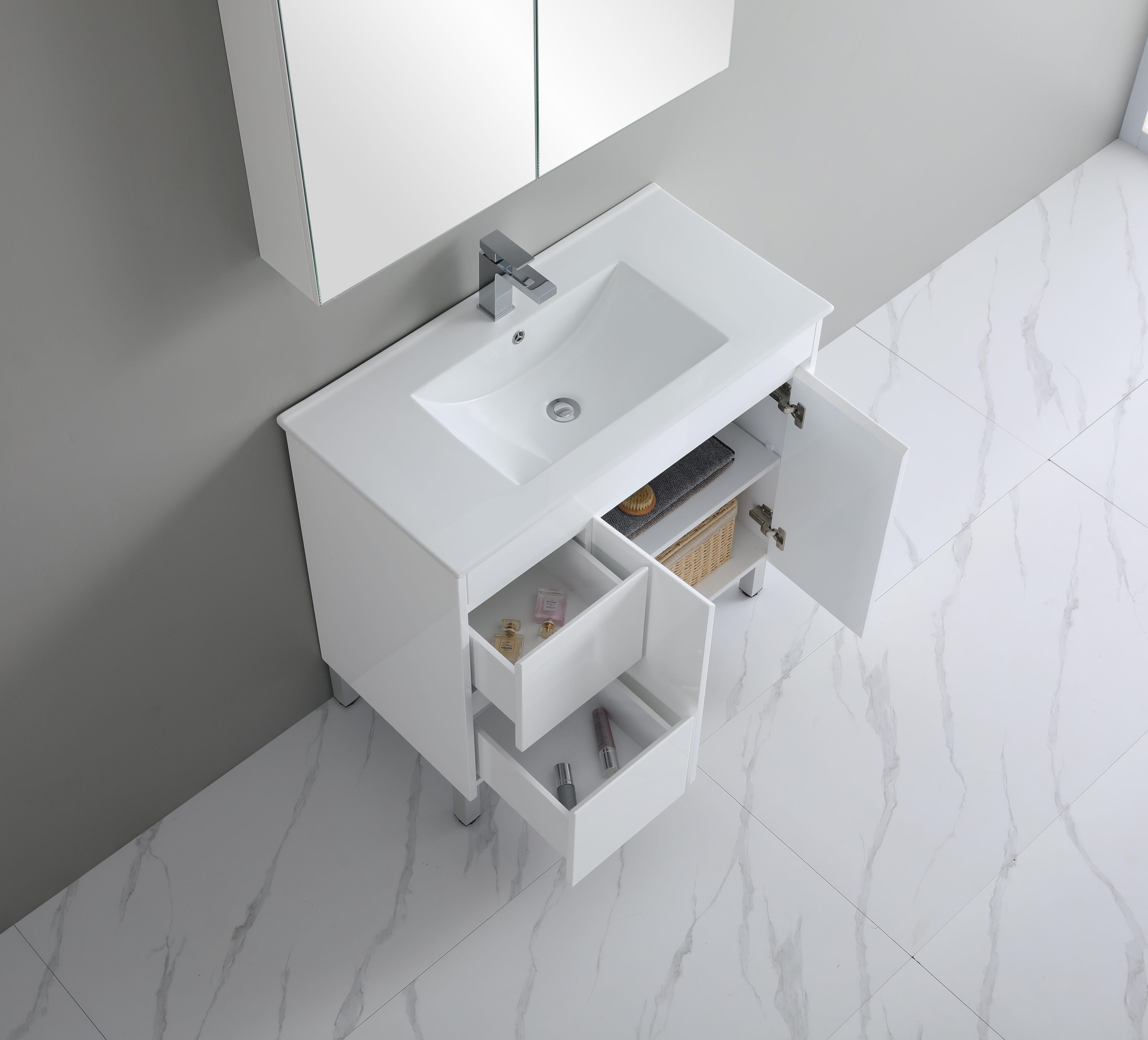 900*460*880mm White Polyurethane PVC Standard Vanity Polar P94LLG