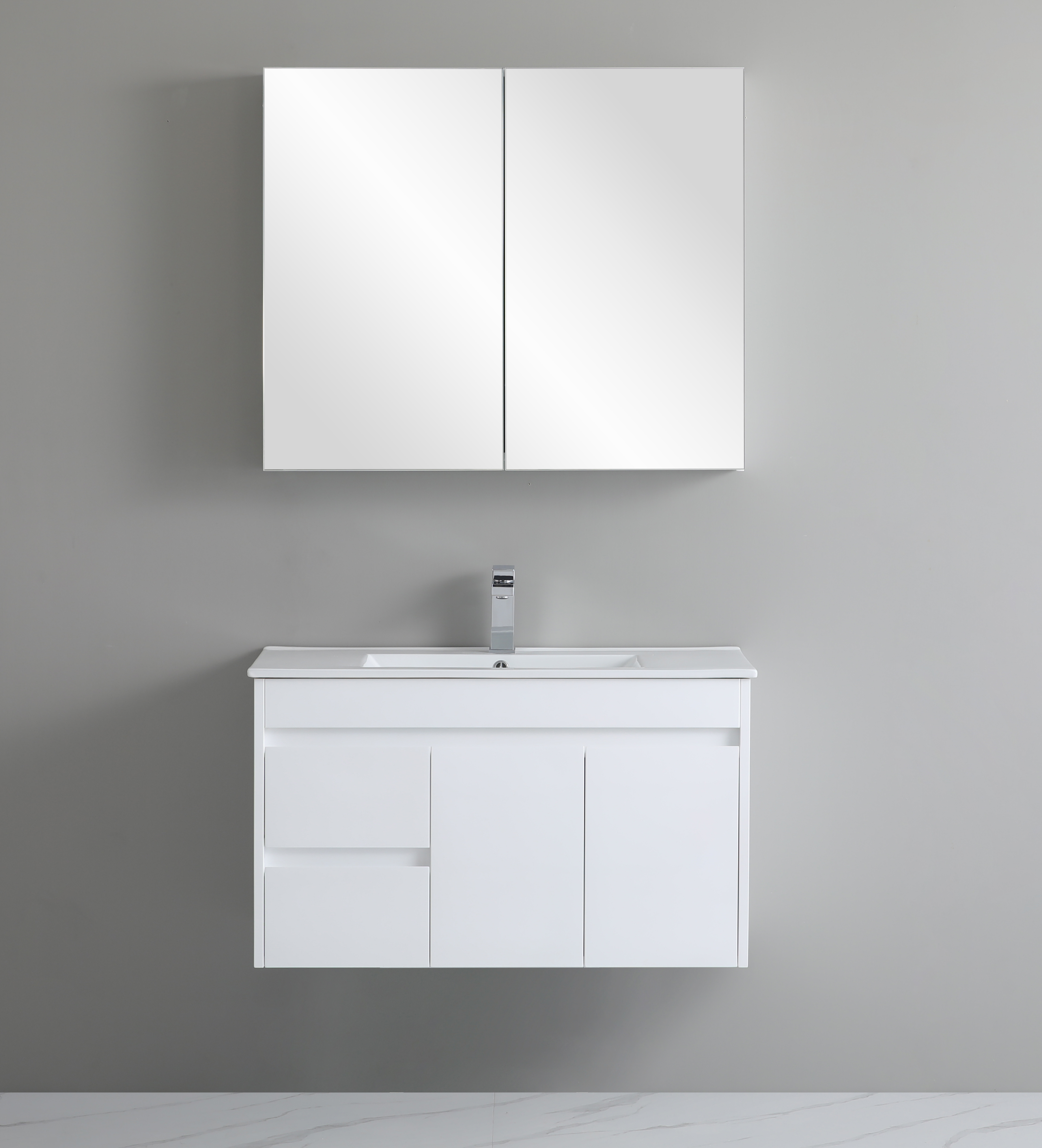 900*460*550mm Wall Hung White Polyurethane PVC Standard Vanity Polar P94LWH
