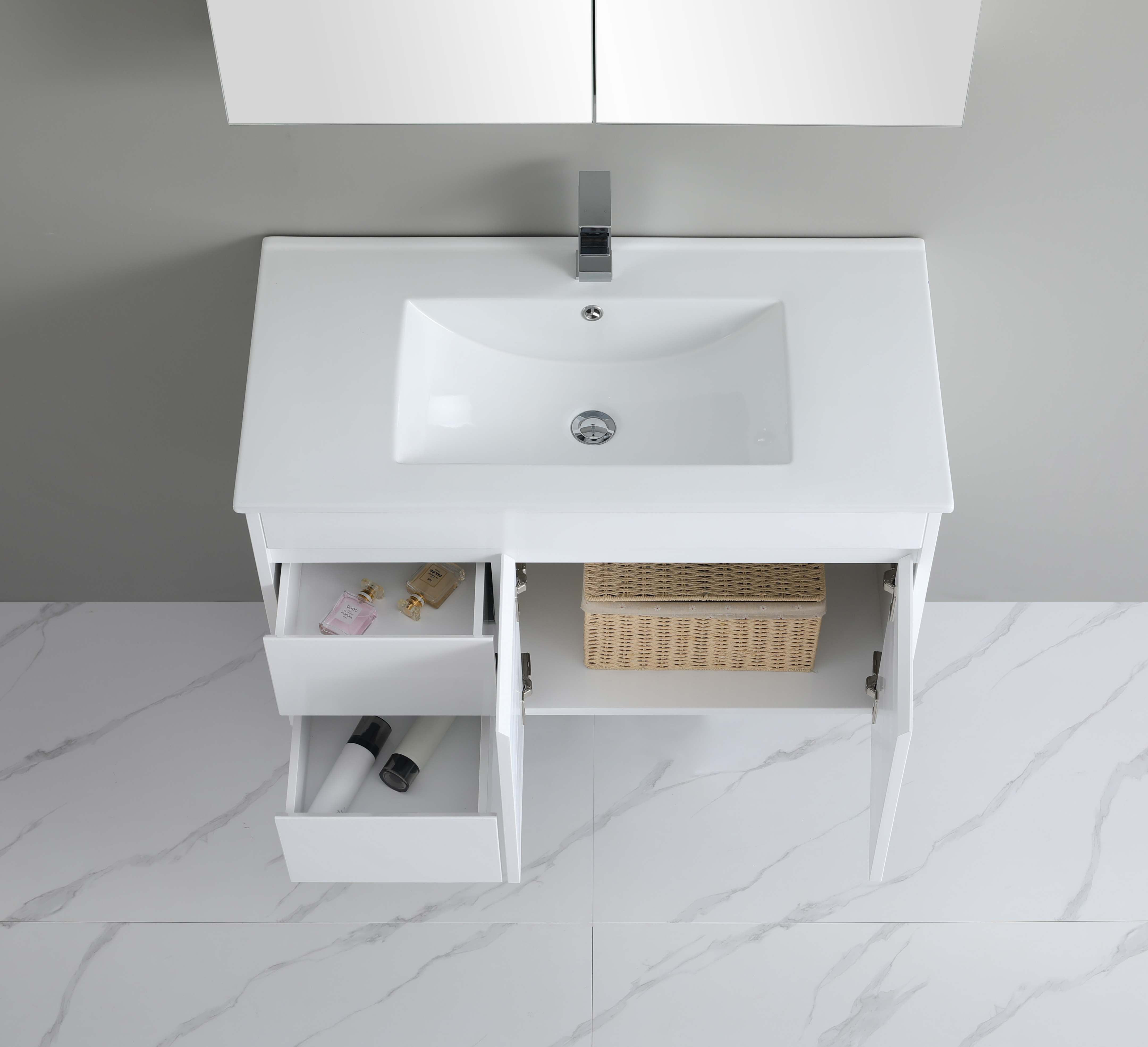 900*460*550mm Wall Hung White Polyurethane PVC Standard Vanity Polar P94LWH