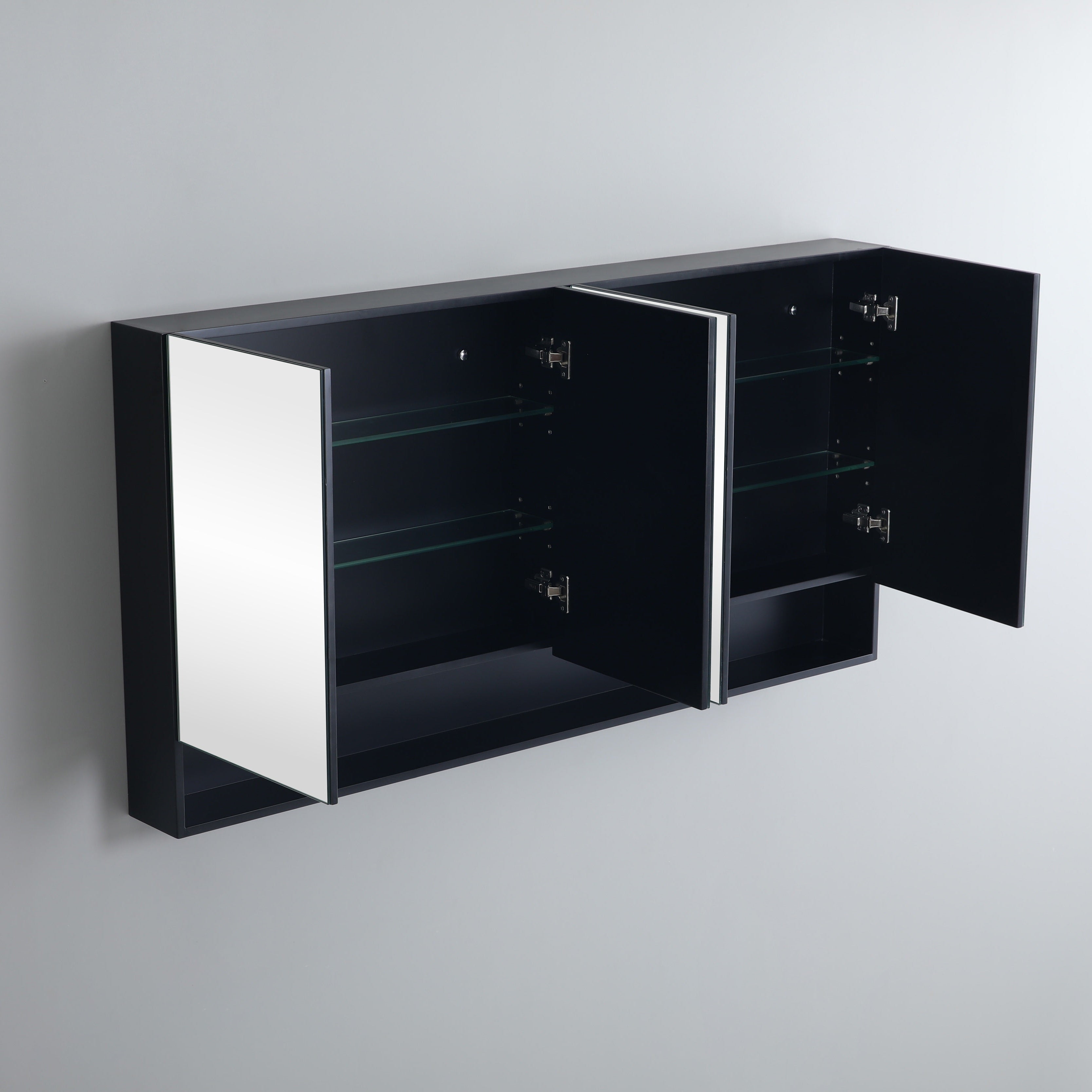 Shaving Cabinet  Matte Black Finish 600–1480mm