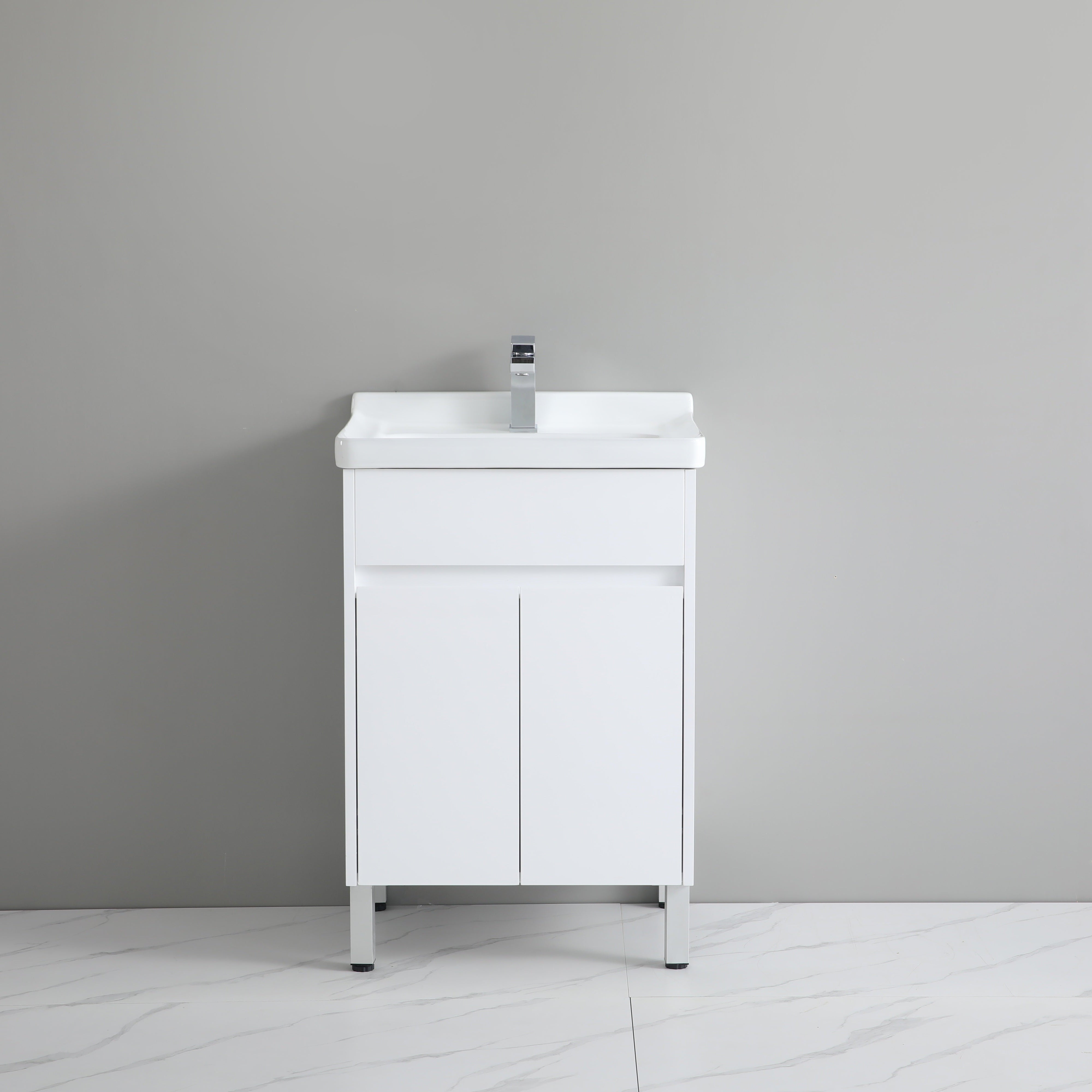 PVC cabinet with ceramic laundry sink with Soft closing doors 610*480*880mm