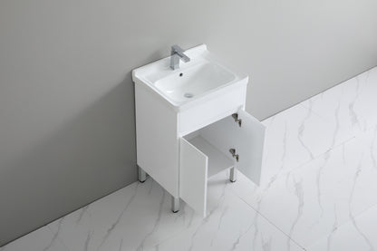 PVC cabinet with ceramic laundry sink with Soft closing doors 610*480*880mm