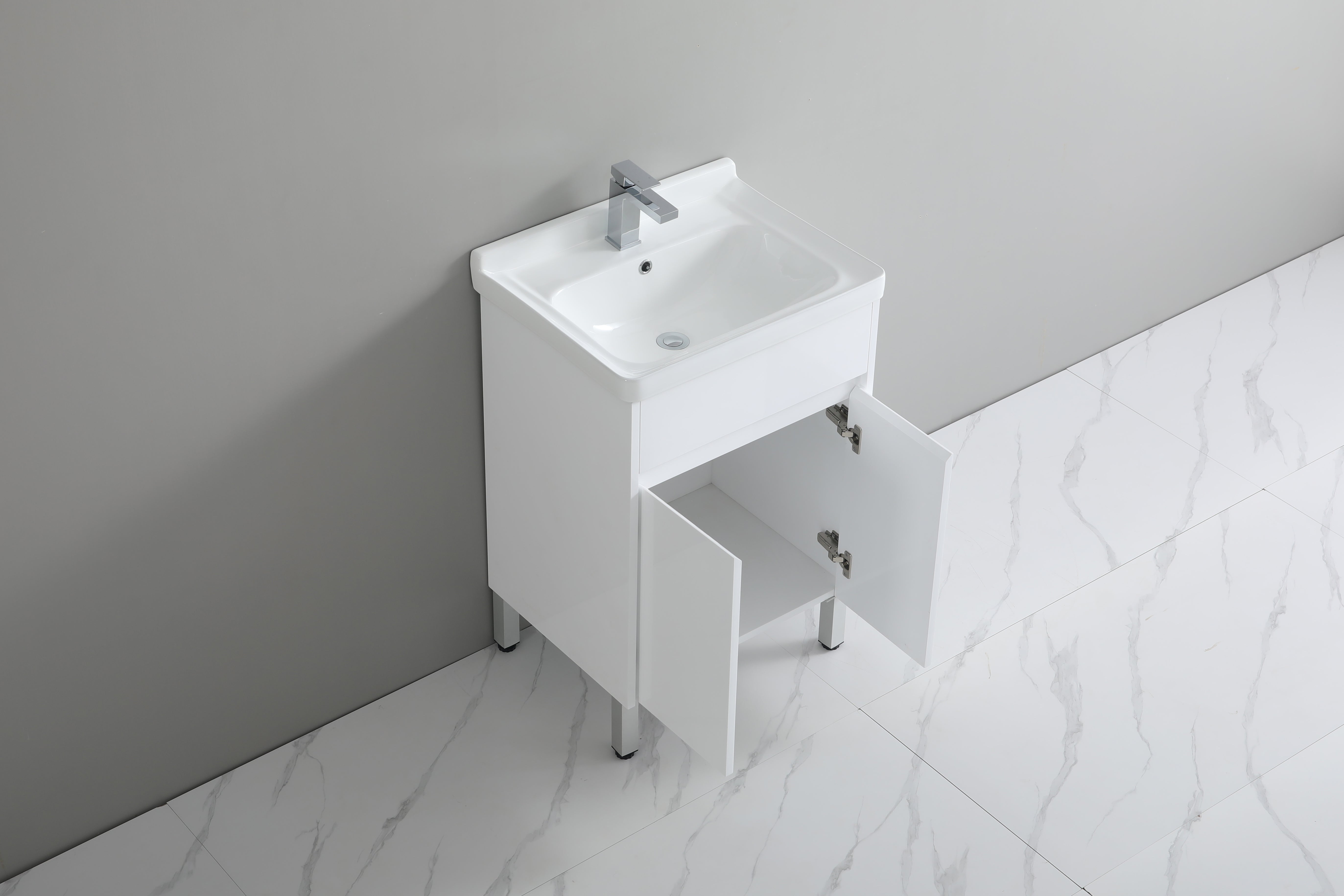 PVC cabinet with ceramic laundry sink with Soft closing doors 610*480*880mm