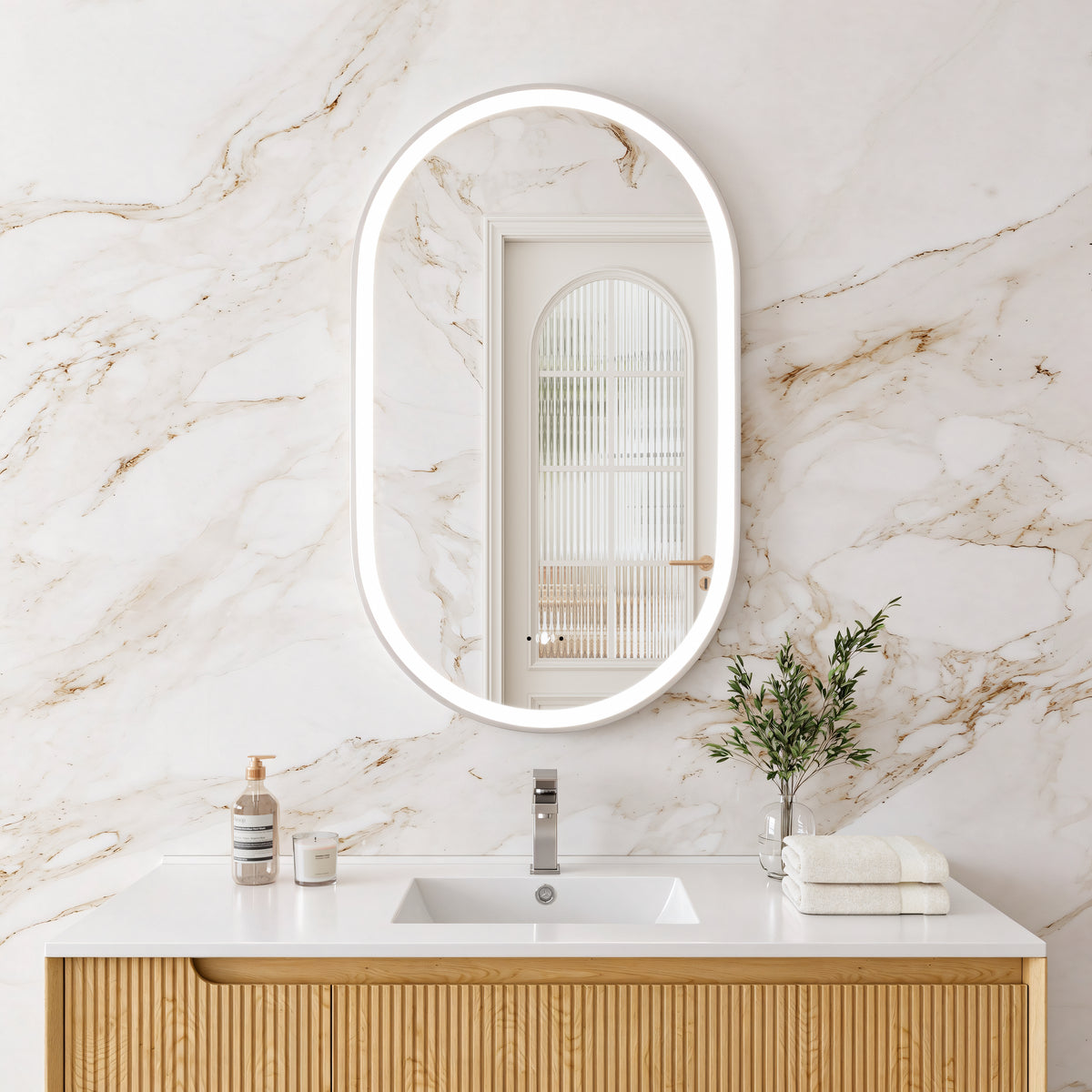Olivia Iron Framed LED Bathroom Mirror 600×1000mm