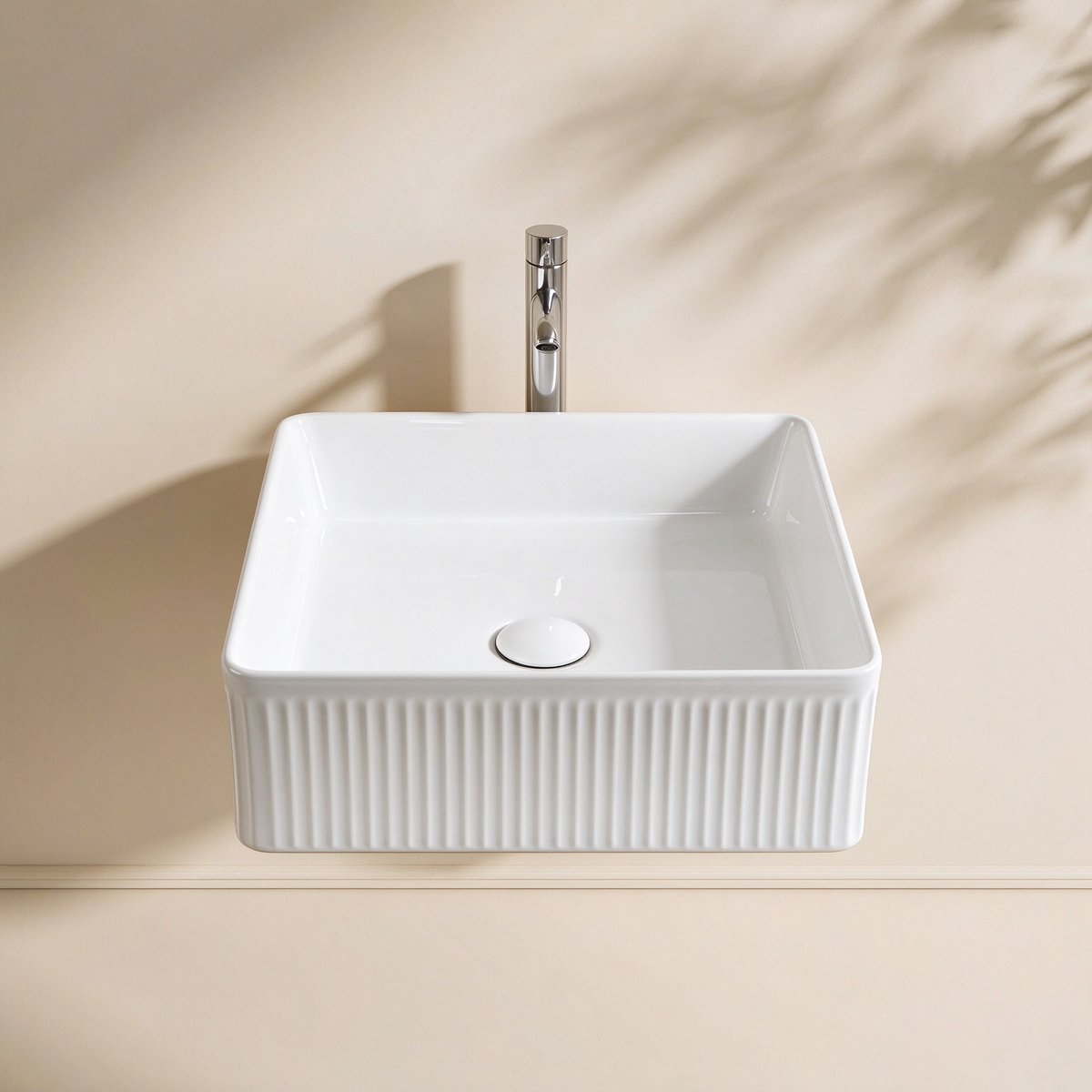 Cascade Fluted Square Art Basin 400*400*130mm LH-BS13-400GW/MW/MB