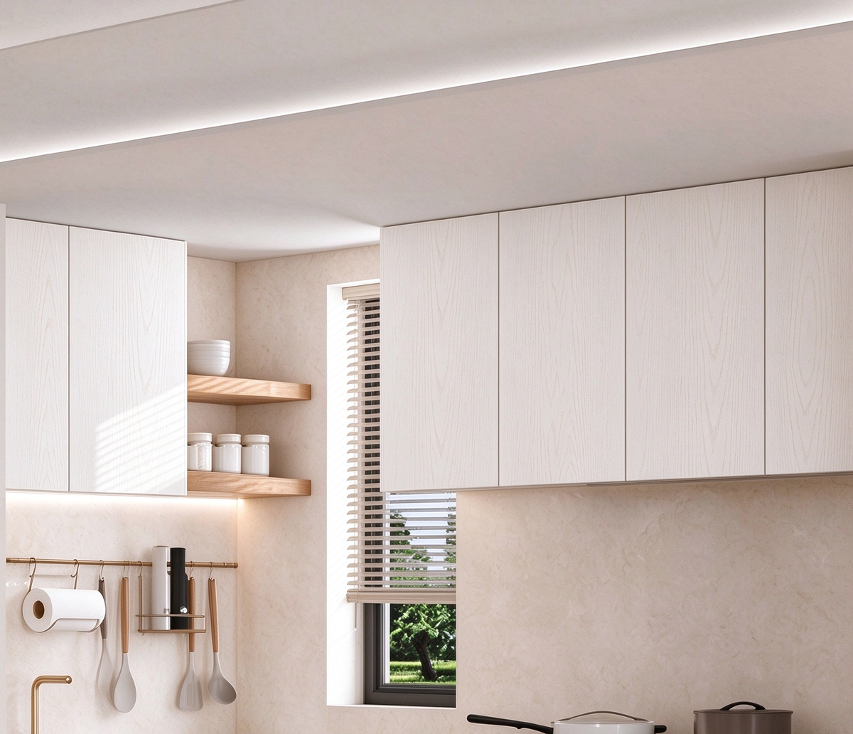 Kitchen Overhead Wall Cabinet Cupboard 700mm Hight Unit Combination Wood-Grain Color