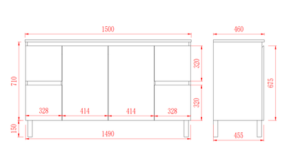 Bathroom Nordic Freestanding Vanity with Legs 1500*460*860 (Luxern)