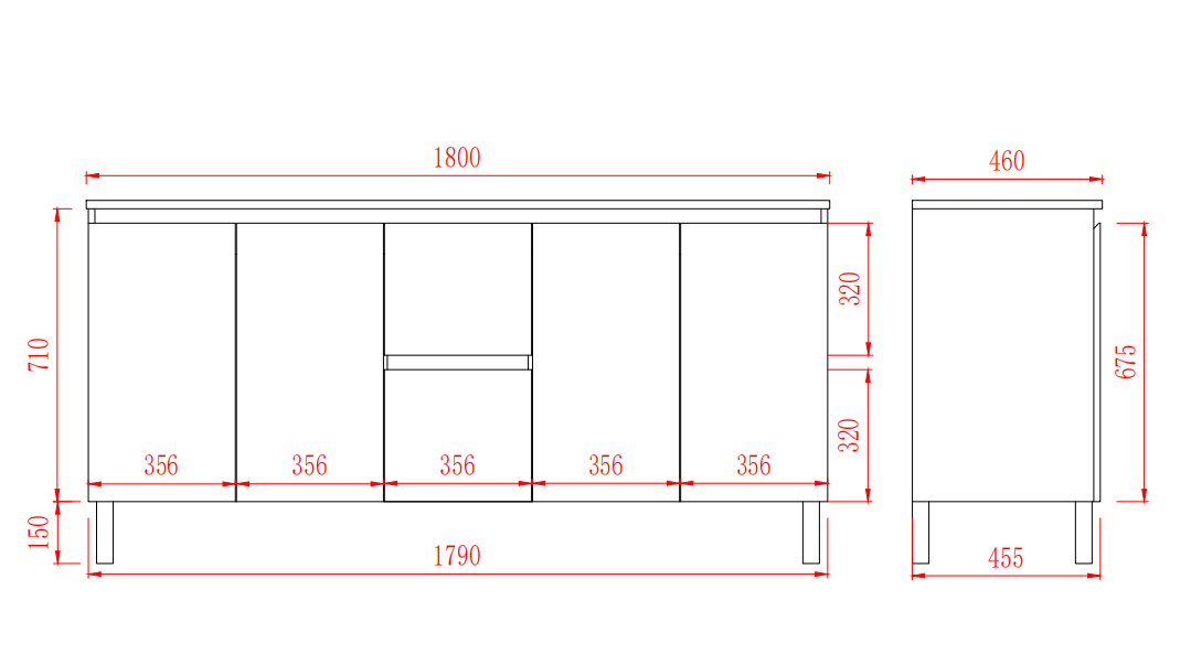 Bathroom Nordic Freestanding Vanity with Legs 1800*460*860mm (Luxern)