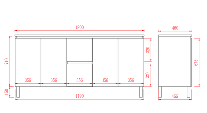 Bathroom Nordic Freestanding Vanity with Legs 1800*460*860mm (Luxern)