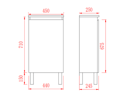 Slim Freestanding Vanity with Legs 440*245*860mm